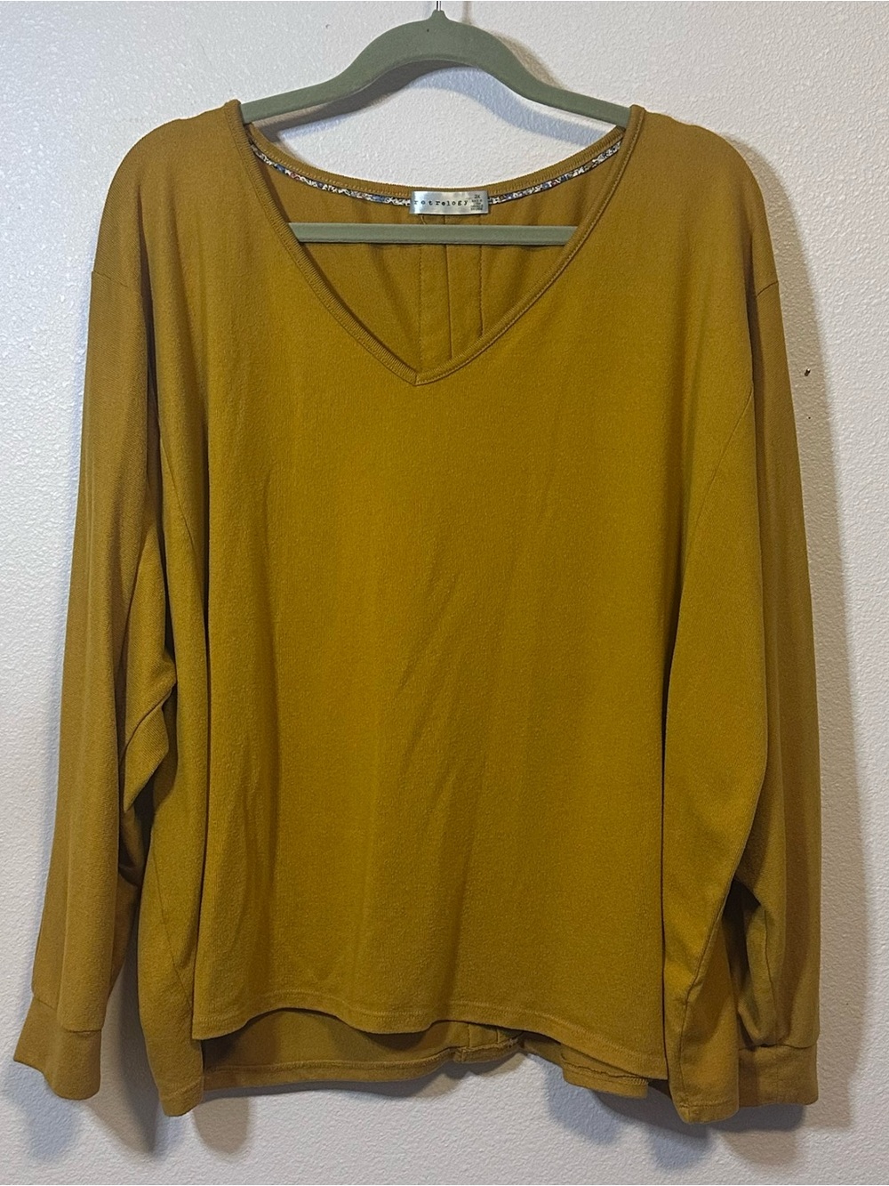 Women's V-Neck Long Sleeve Top - Mustard